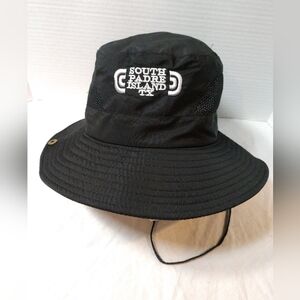 South Padre Island Texas Sun Hat Black Embroidered One Size OS Adults Unisex